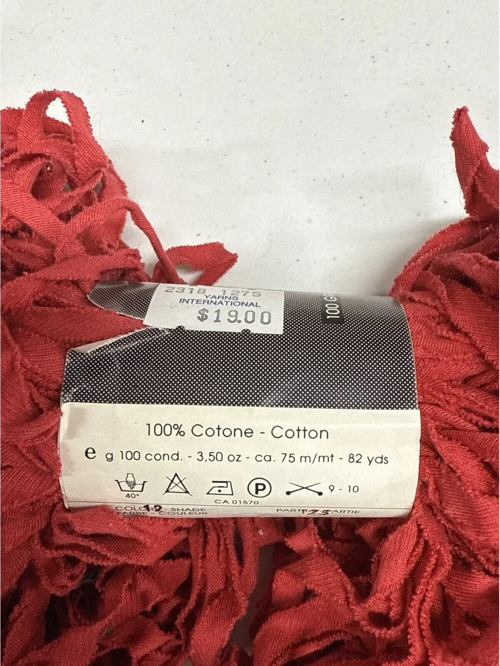 Filtura Di Crosa ‘Zip’ 100% Cotton Yarn Color #12 Red 1 Skein 82yds